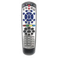 Black universal remote control for DISH Network satellite receivers and SAT VIP TV DVD models.