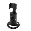 Smartphone tracking gimbal stabiliser showing 360-degree rotation capability and face-following technology
