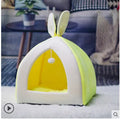 Grey cloth cat house villa bed for cats and small dogs, shown in size L.