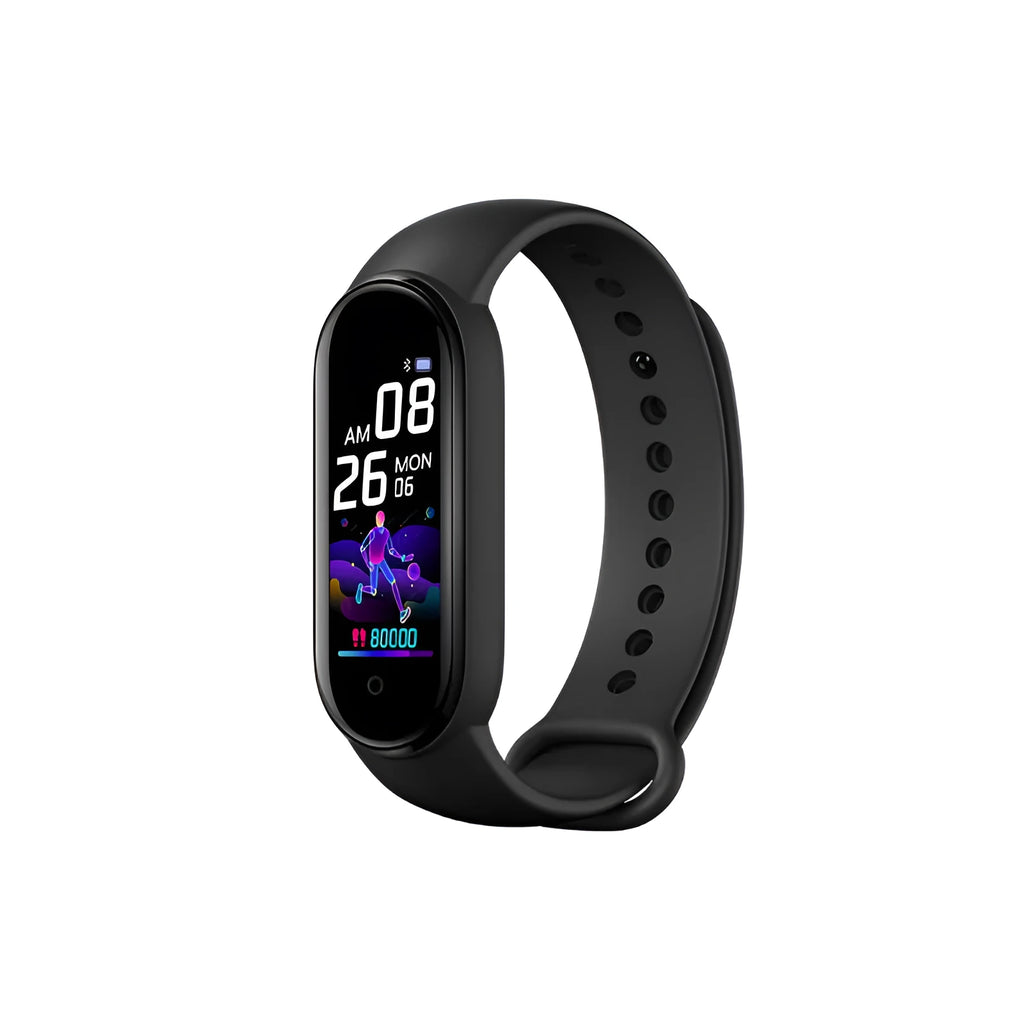 M5 smart fitness bracelet with heart rate and blood pressure monitor on wrist
