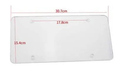 Transparent white acrylic car licence plate frame, 154x307mm, heavy-duty flatbed design for front and rear