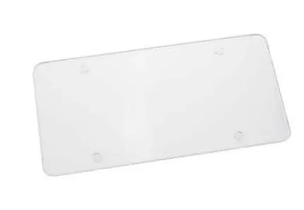 Transparent white acrylic car licence plate frame, 154x307mm, heavy-duty flatbed design for front and rear