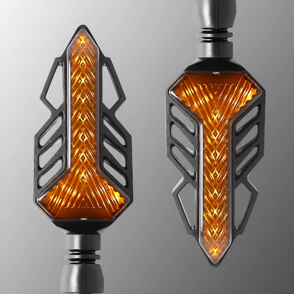 Pair of yellow motorcycle running water lamp turn signals with ABS and acrylic construction