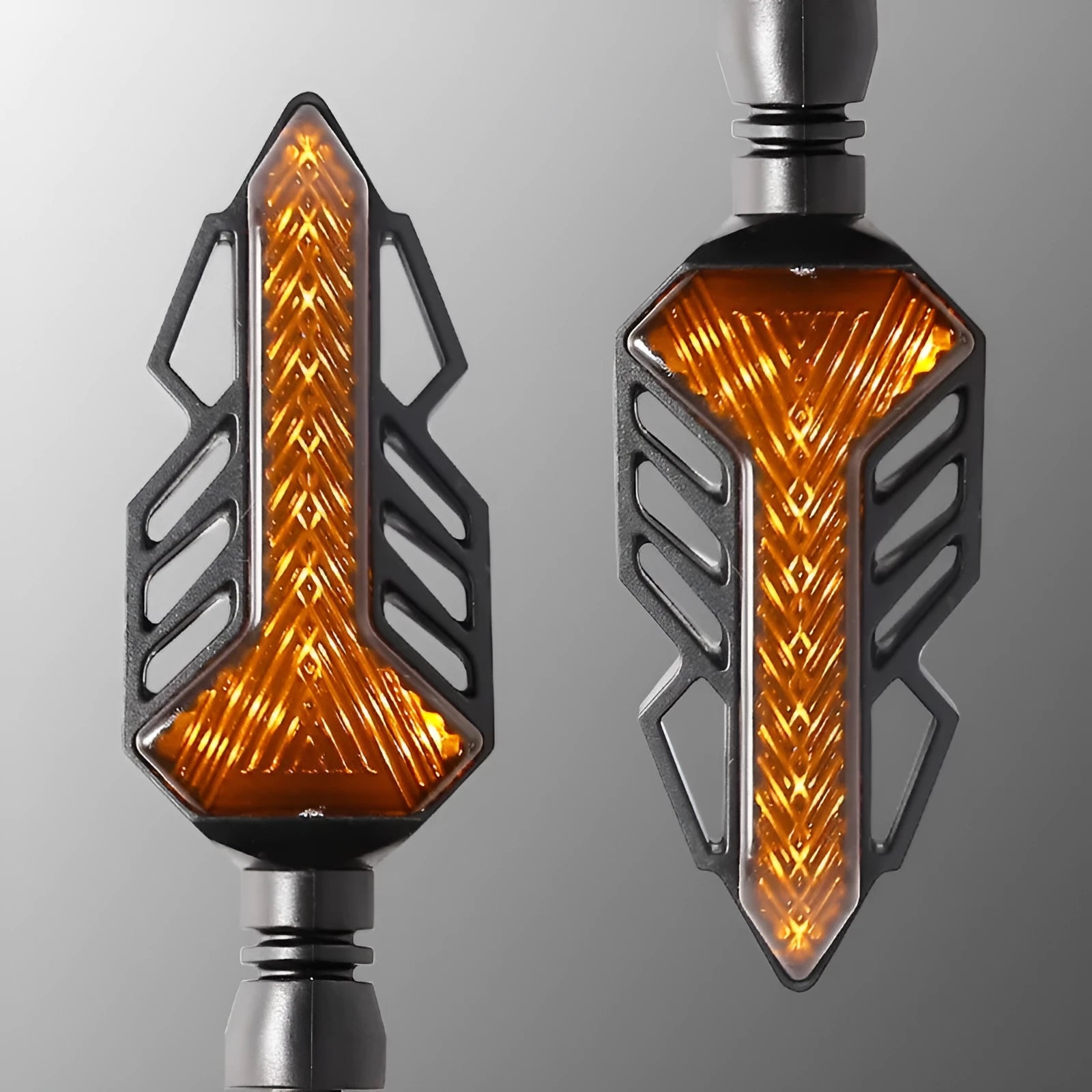 Pair of yellow motorcycle running water lamp turn signals with ABS and acrylic construction