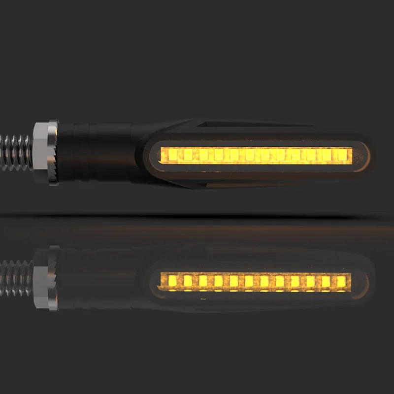 Pair of yellow motorcycle running water lamp turn signals with ABS and acrylic construction