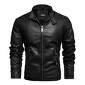 Men's fashion trendy PU leather jacket with stand-up collar and zipper front in yellow, black, and coffee colour options