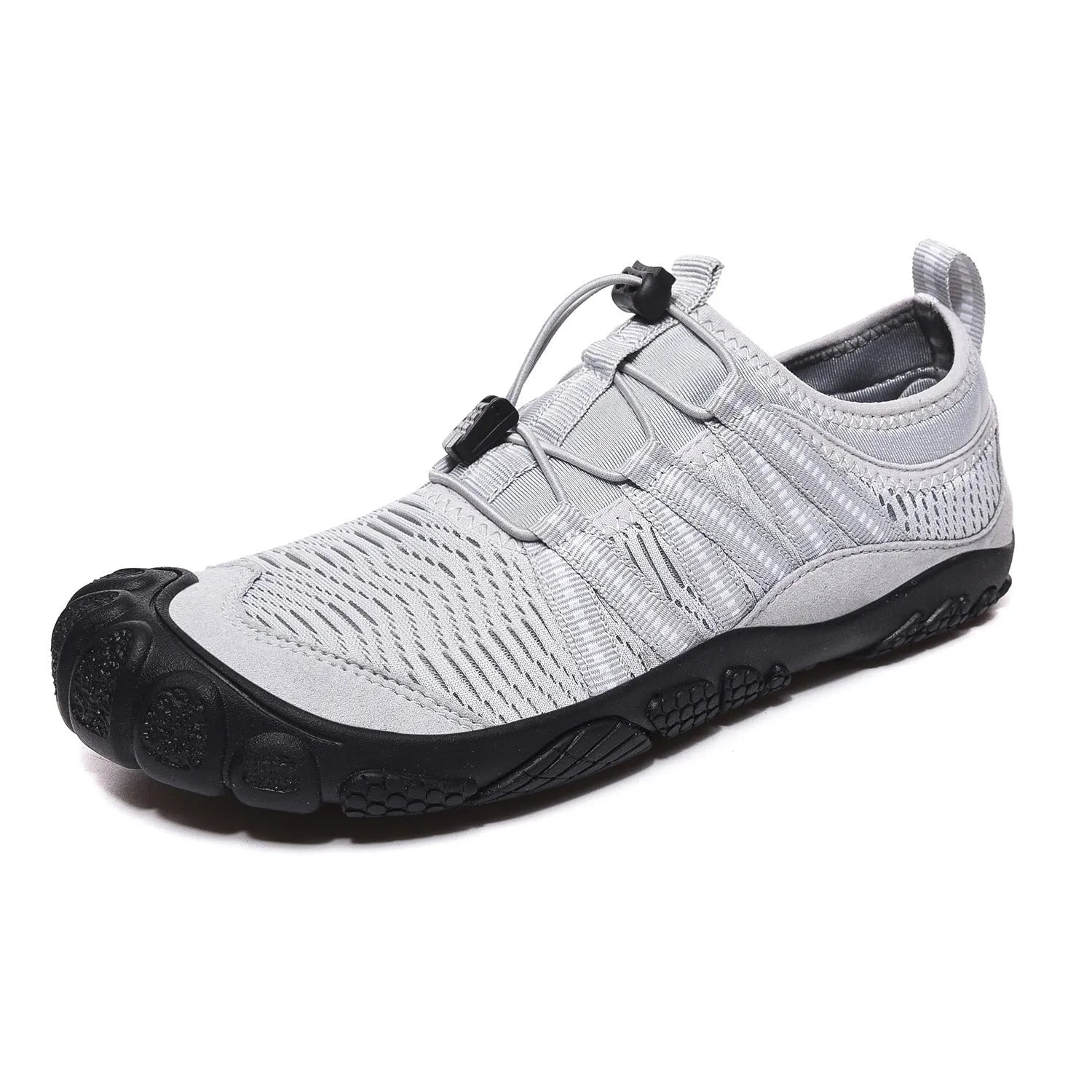 Unisex mesh water shoes with rubber sole and protective toe cap for river tracing and swimming