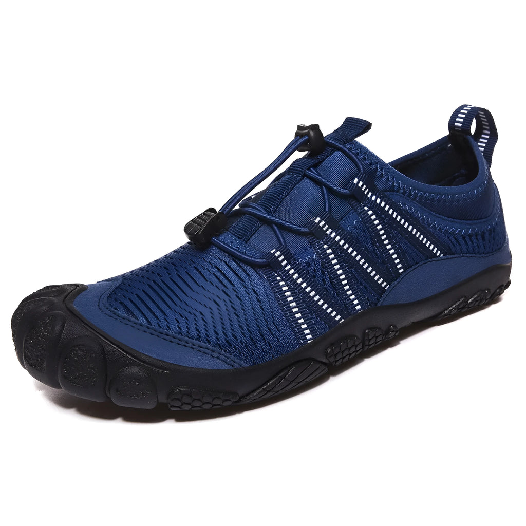 Unisex mesh water shoes with rubber sole and protective toe cap for river tracing and swimming