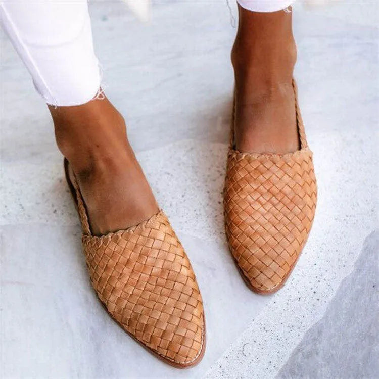 Women's buckle closure baotou flat sandals with pointed toe in multiple colour options