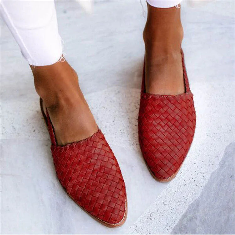 Women's buckle closure baotou flat sandals with pointed toe in multiple colour options