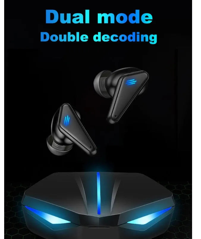 Blue Private Model K55 wireless Bluetooth gaming headset with TWS earbuds and charging case
