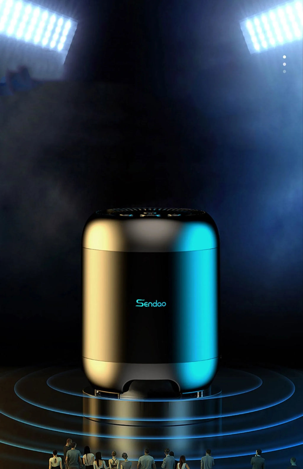 Compact black or white wireless Bluetooth speaker with subwoofer function and microSD card slot