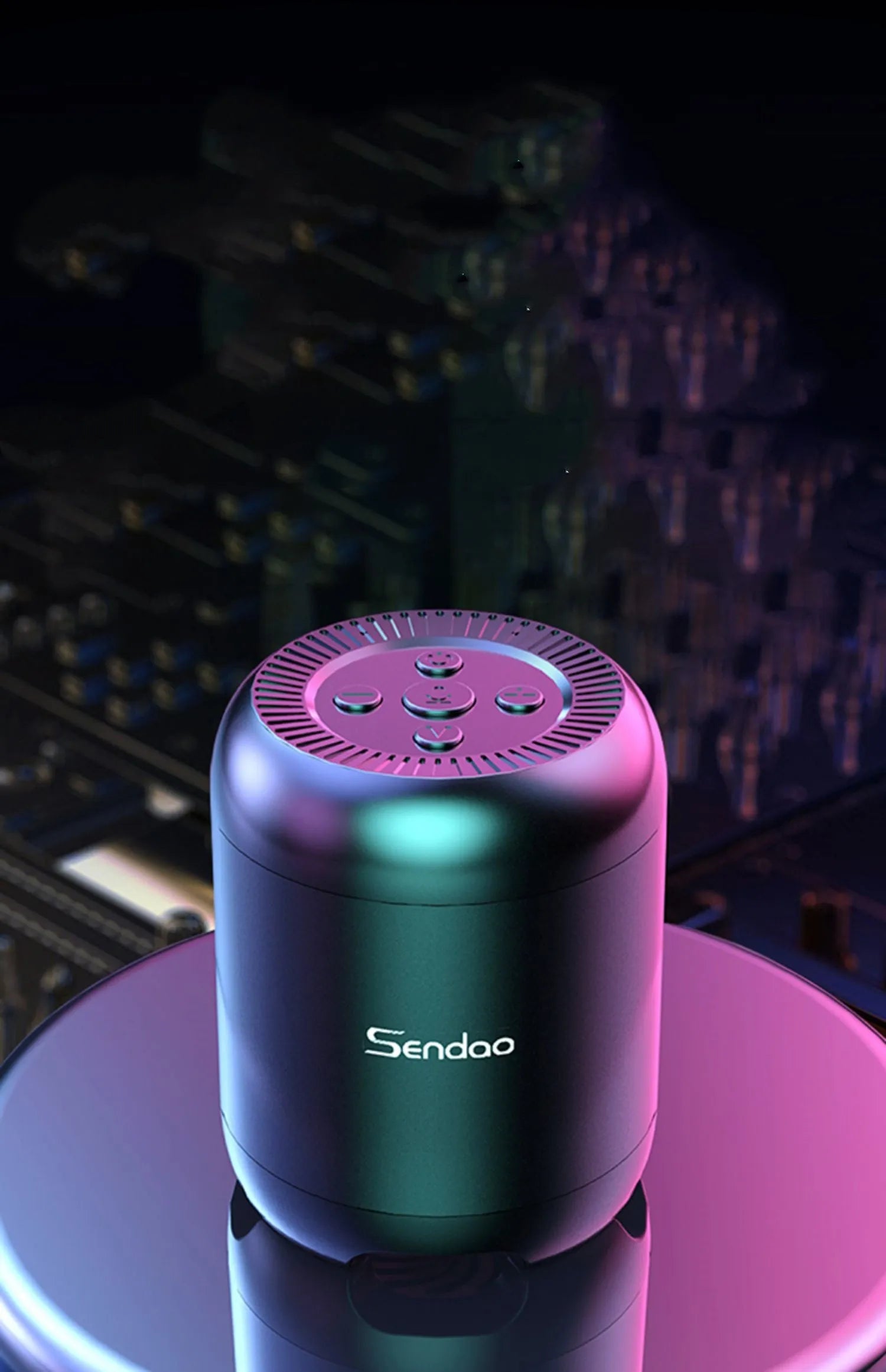 Compact black or white wireless Bluetooth speaker with subwoofer function and microSD card slot