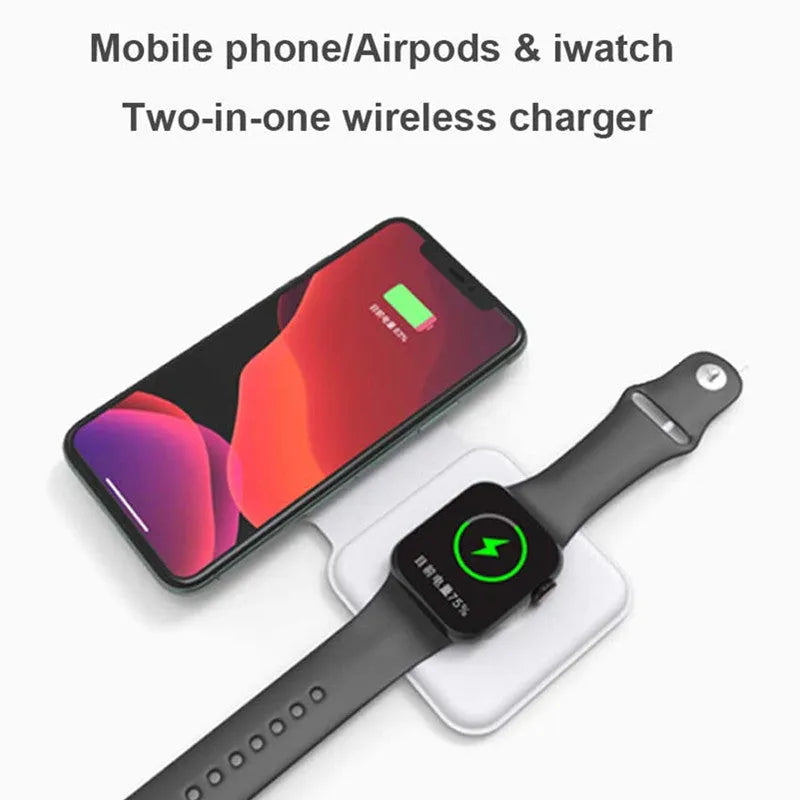 White 2 in 1 magnetic wireless charging dock with foldable design and dual charging surfaces