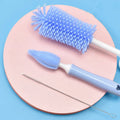 Silicone baby bottle brush set with main brush and straw cleaning attachment