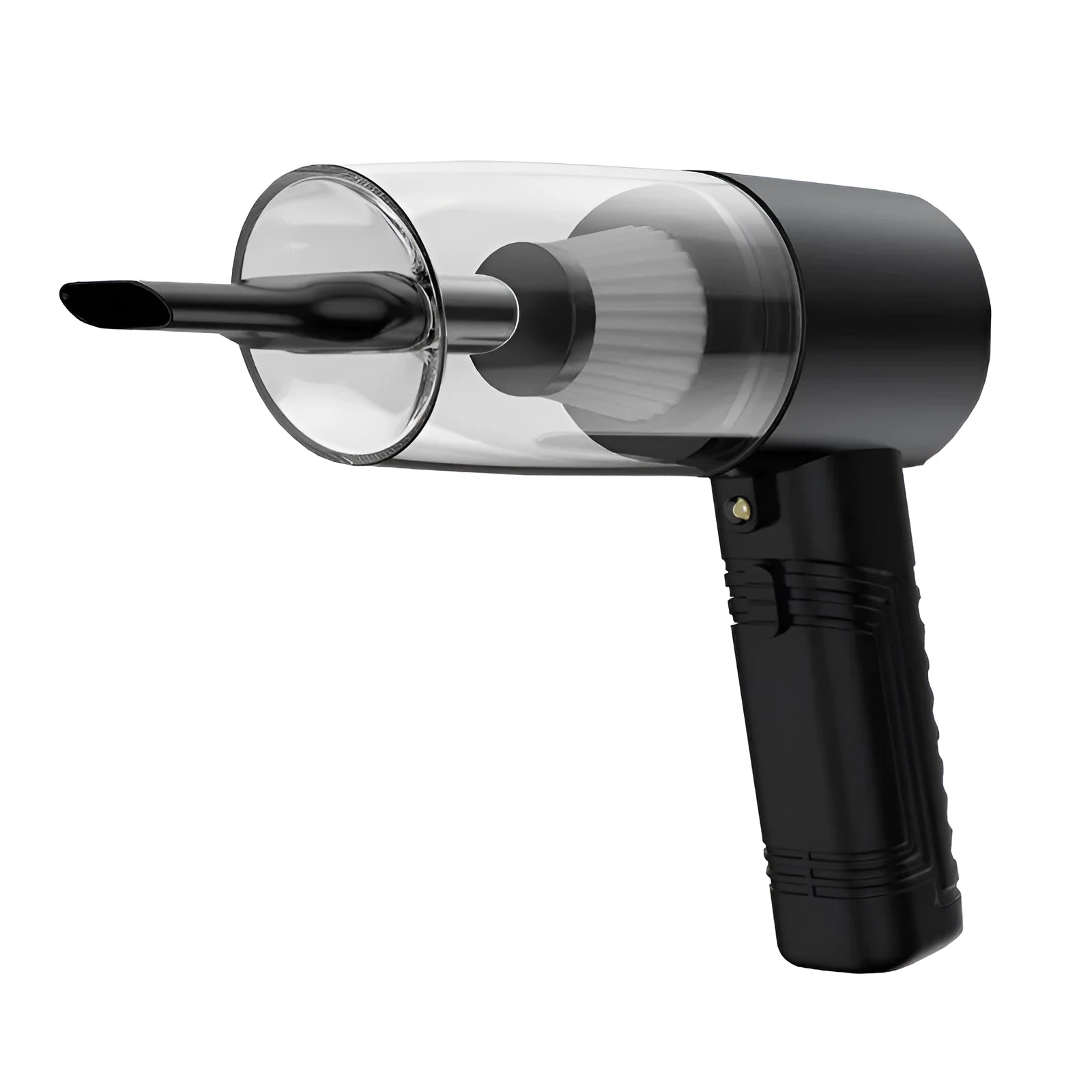 12V car vacuum cleaner with 4500Pa suction power and multiple suction head accessories in black or white colour options