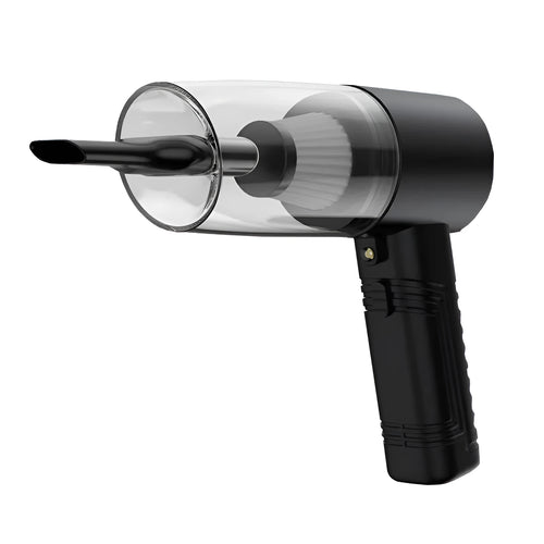 12V car vacuum cleaner with 4500Pa suction power and multiple suction head accessories in black or white colour options