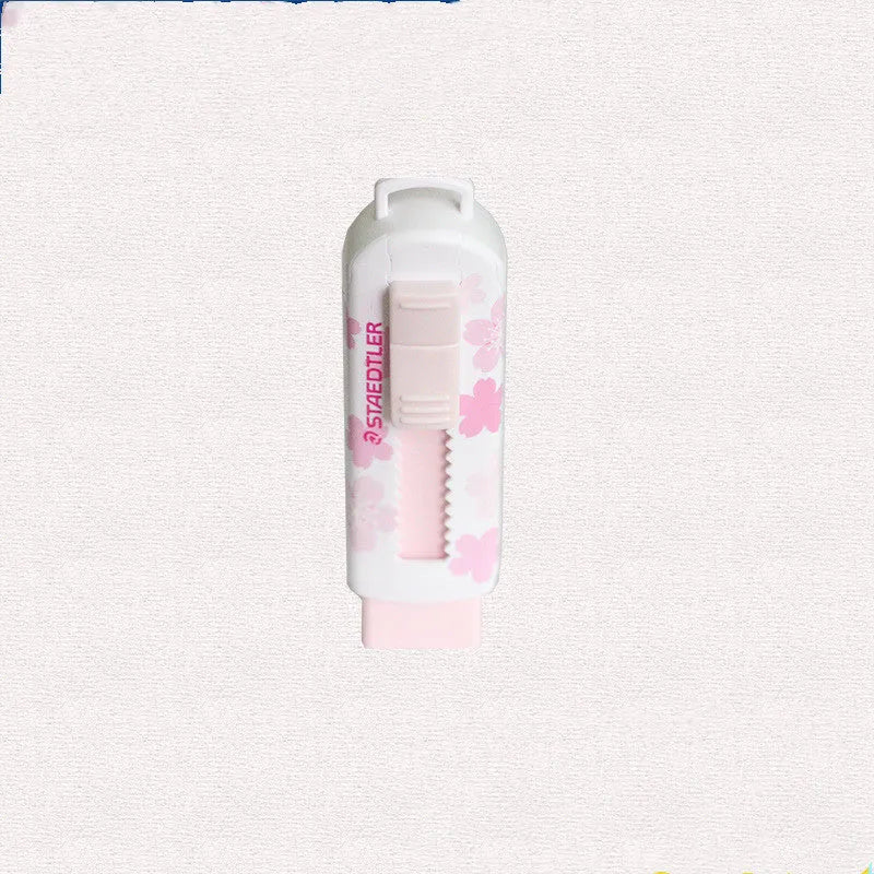 Pink square push-pull student eraser with replaceable core measuring 86mm
