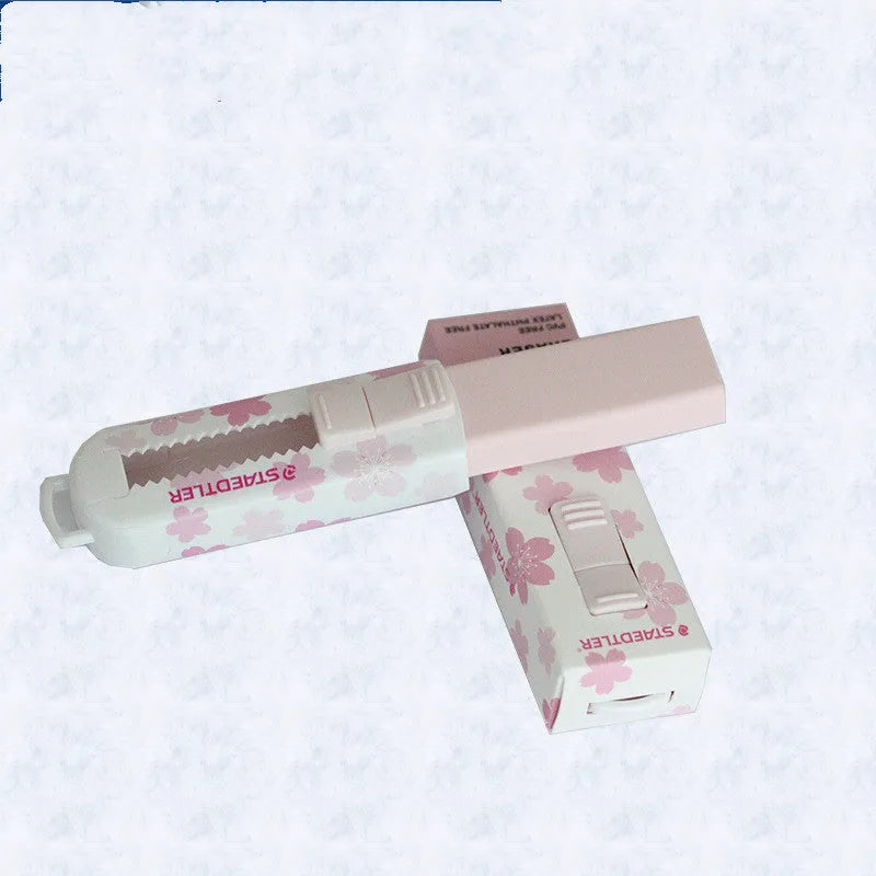 Pink square push-pull student eraser with replaceable core measuring 86mm
