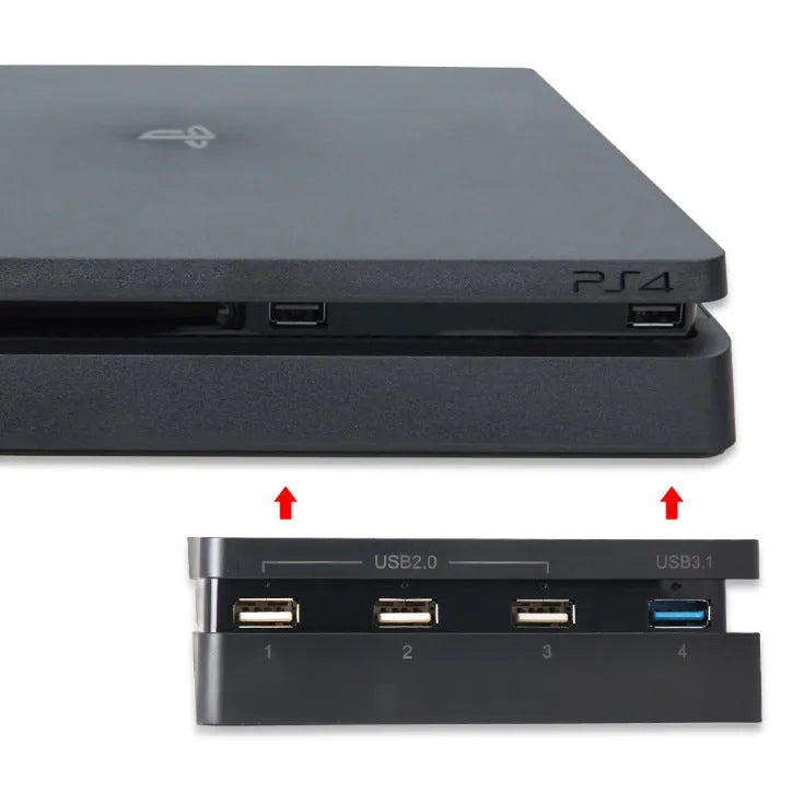 Black PS4 Slim Hub USB extender accessory for PlayStation 4 console connectivity expansion