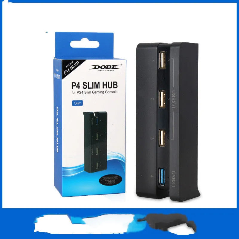 Black PS4 Slim Hub USB extender accessory for PlayStation 4 console connectivity expansion