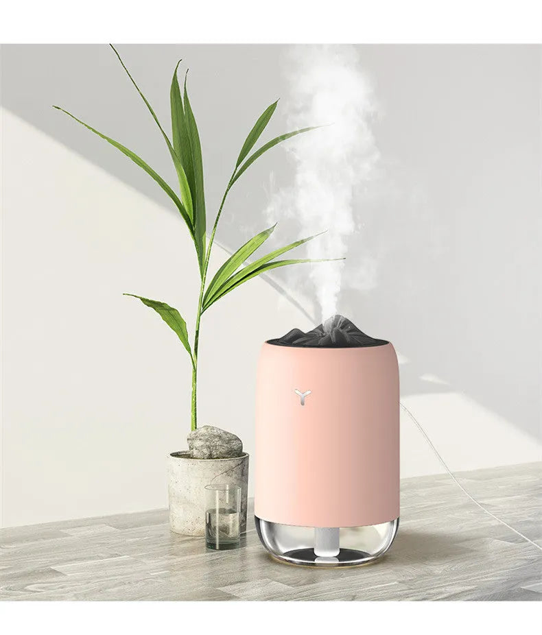 Magic Flame columnar humidifier in white, blue or pink colours with USB cable