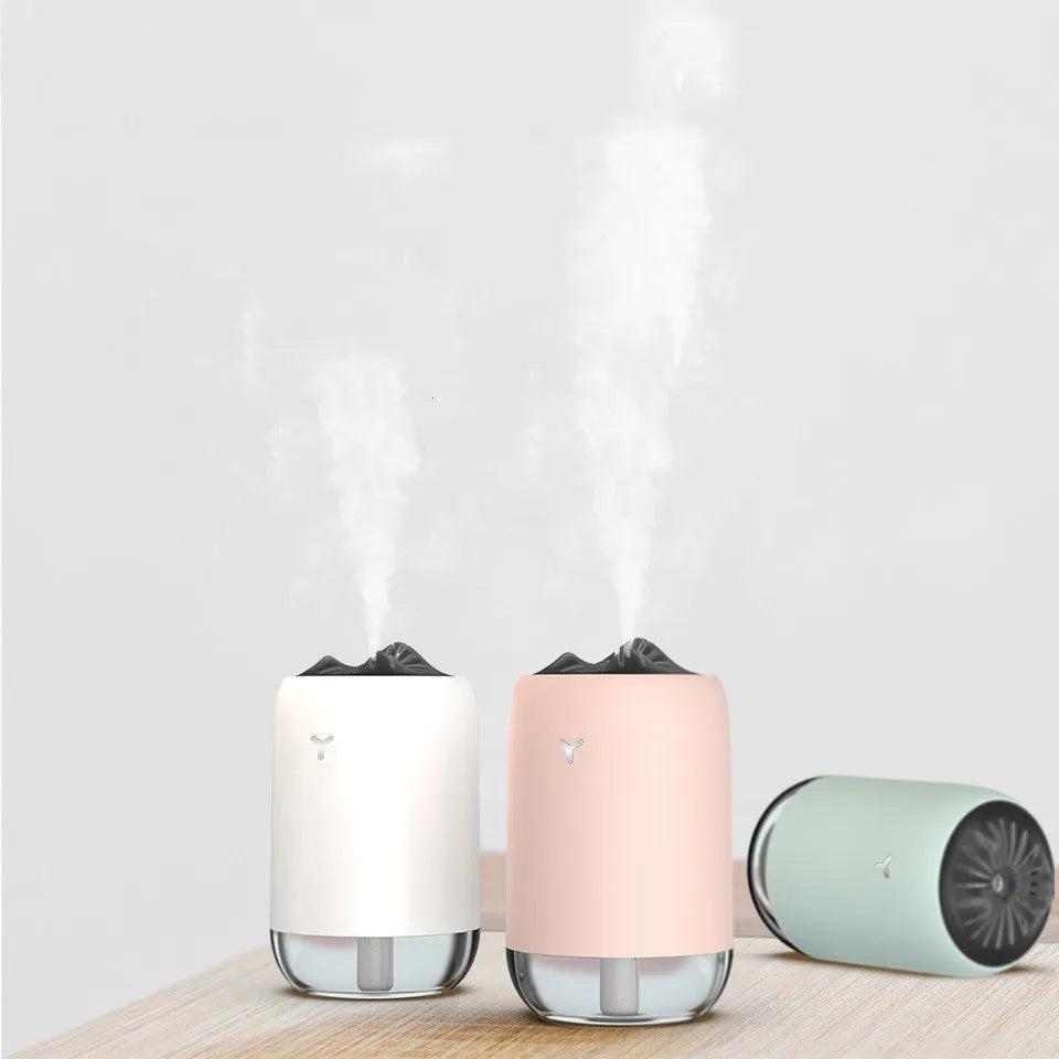 Magic Flame columnar humidifier in white, blue or pink colours with USB cable
