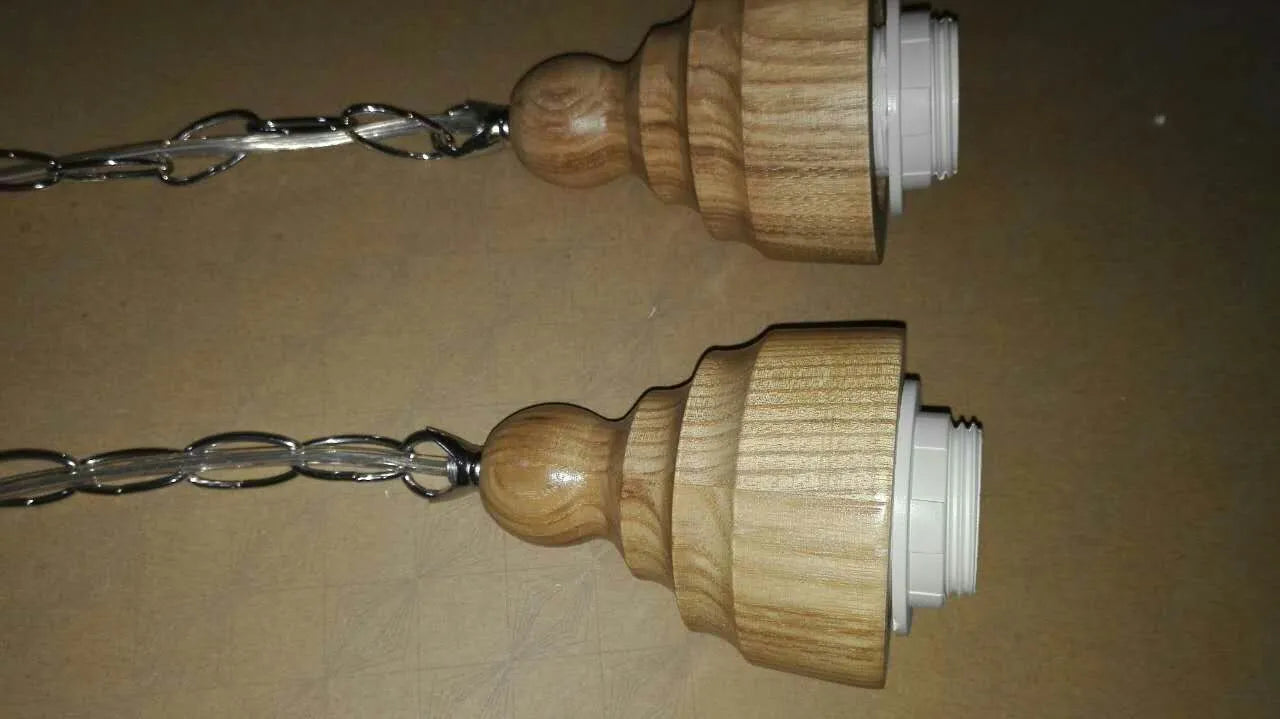 Glass wood grain single head pendant light with adjustable cord in Nordic style