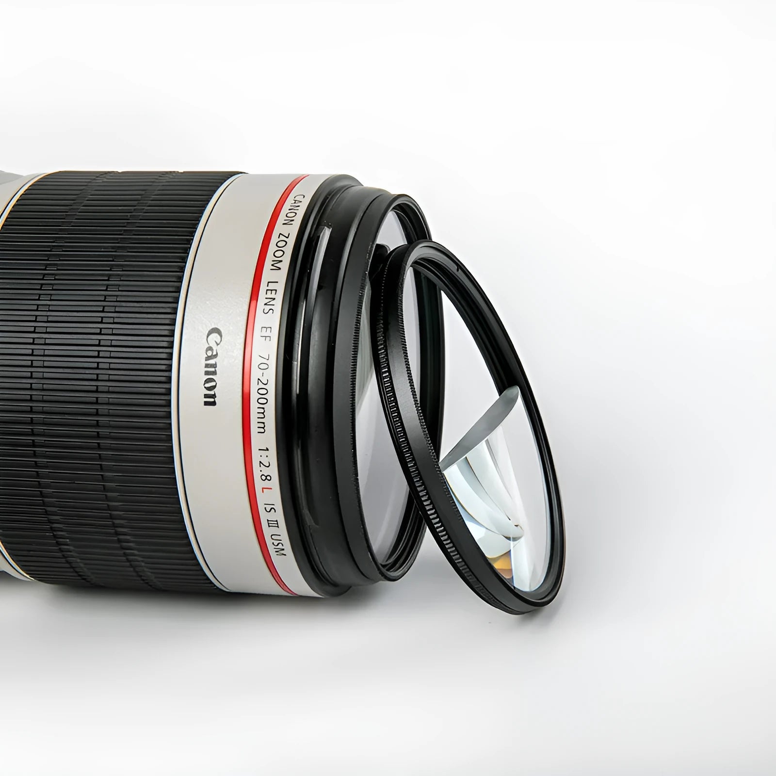 77mm half moon mirror half magnifier camera filter with cleaning cloth and storage bag.