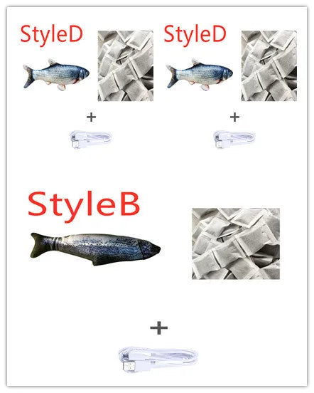 USB rechargeable electric jumping fish cat toy without catnip, 30cm multicolour electronic pet toy