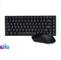 Rk526 wireless mechanical keyboard and mouse set in blue on a desk, with optical 1600 DPI mouse