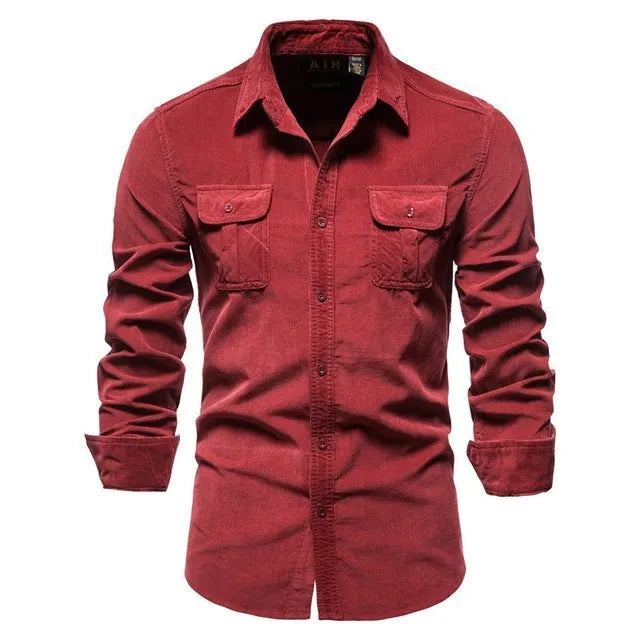 Men's long sleeve linen shirt in multiple colours with standard and Asian sizing options
