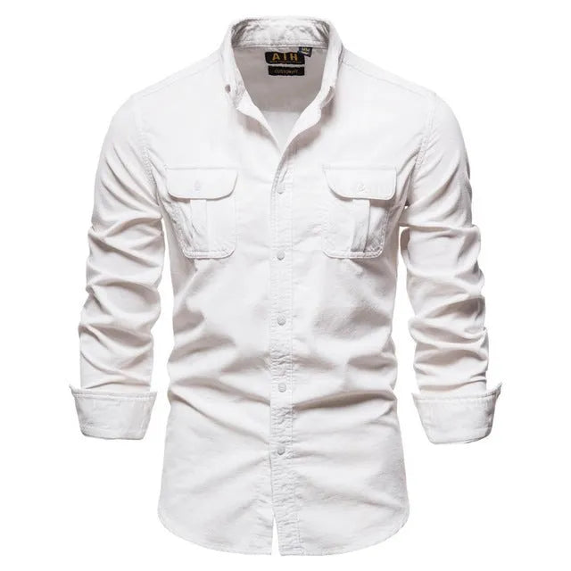 Men's long sleeve linen shirt in multiple colours with standard and Asian sizing options