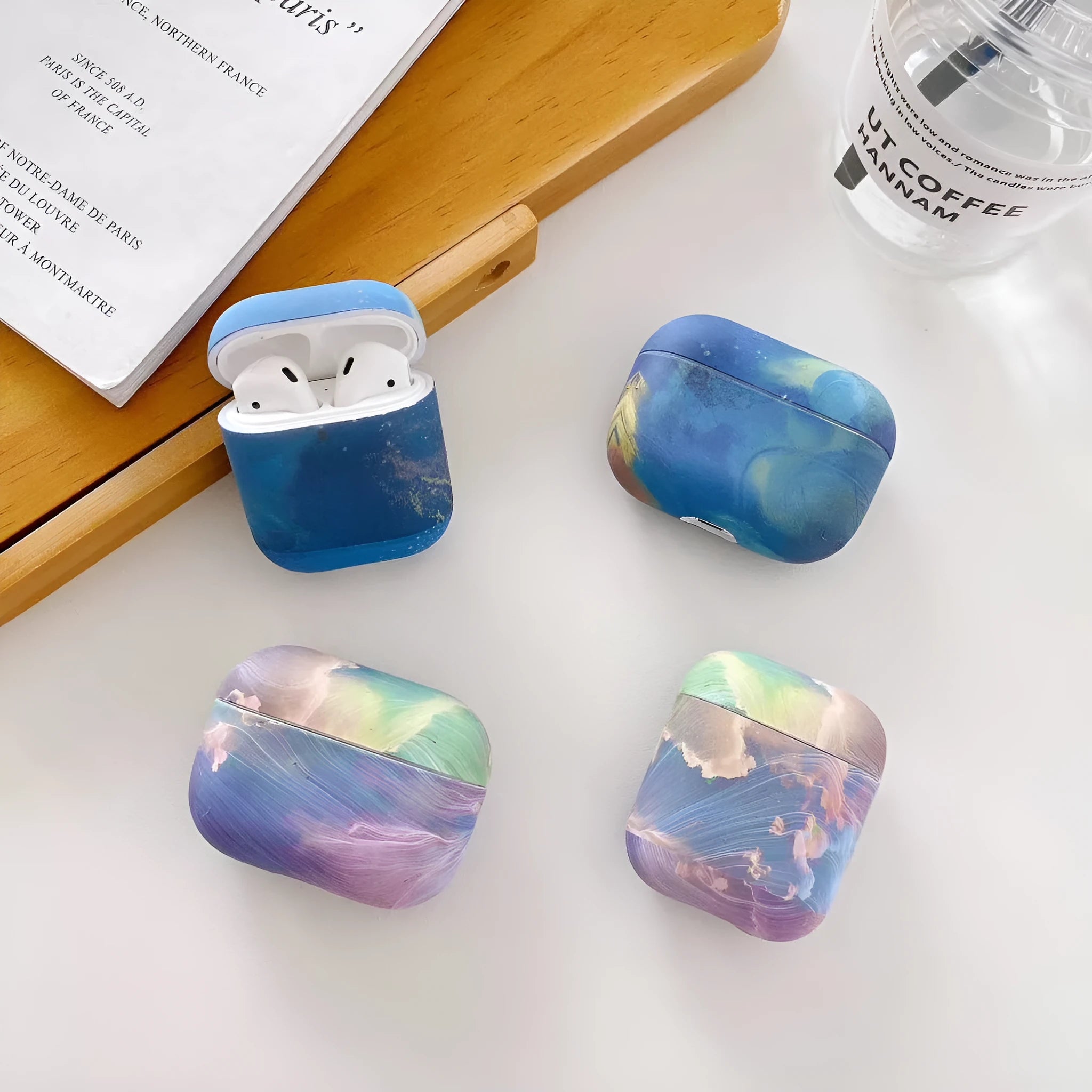 AirPods Pro protective hard case in pink watercolour design compatible with Apple AirPods 1 2 and Pro models