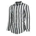 Men's long sleeve striped shirt in hemp blended fabric with four-way stretch, available in multiple colours