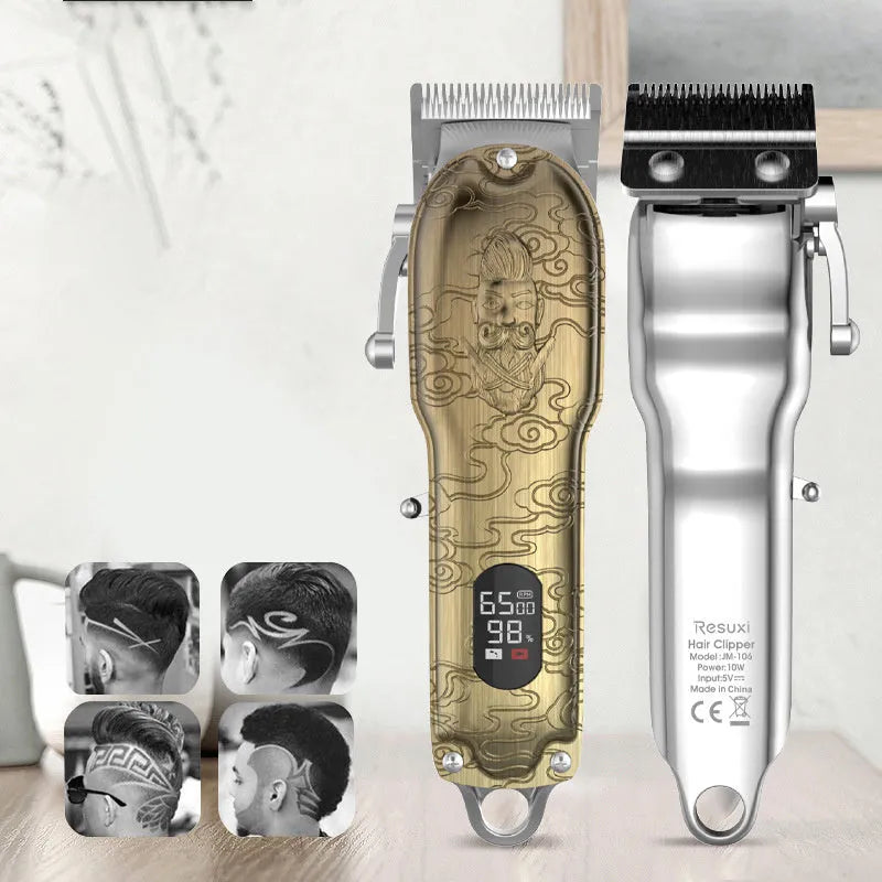 Gold Clipper LCD Digital Display Hair Clipper with stainless steel blade on table