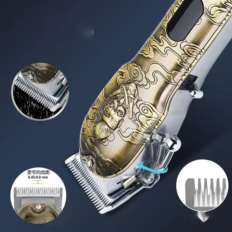 Gold Clipper LCD Digital Display Hair Clipper with stainless steel blade on table