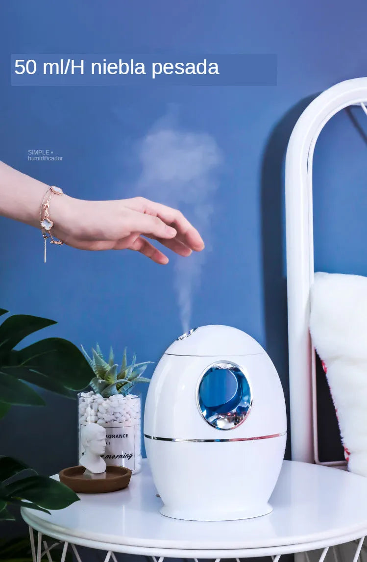 White round USB aromatherapy humidifier with quiet 36dB operation and 800ml water tank