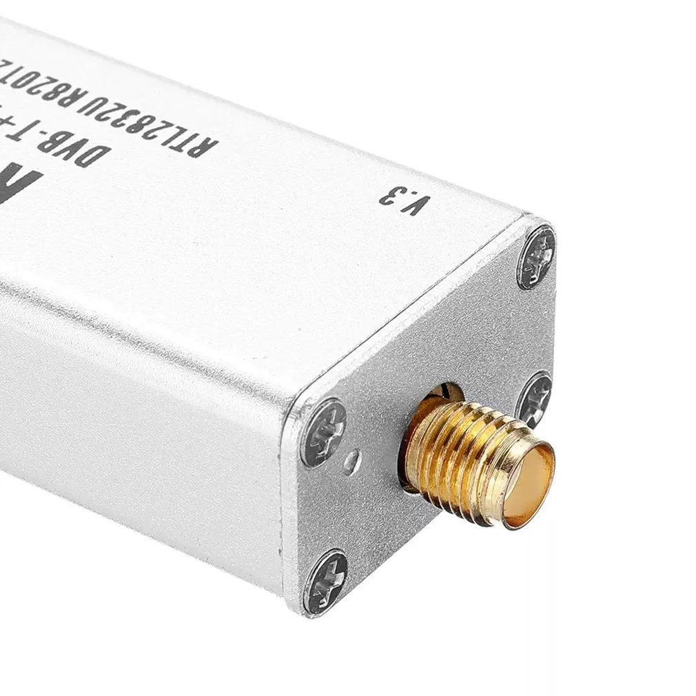 Black metal A300U all-band software receiver with golden SMA connector for aviation ADS-B and radio monitoring