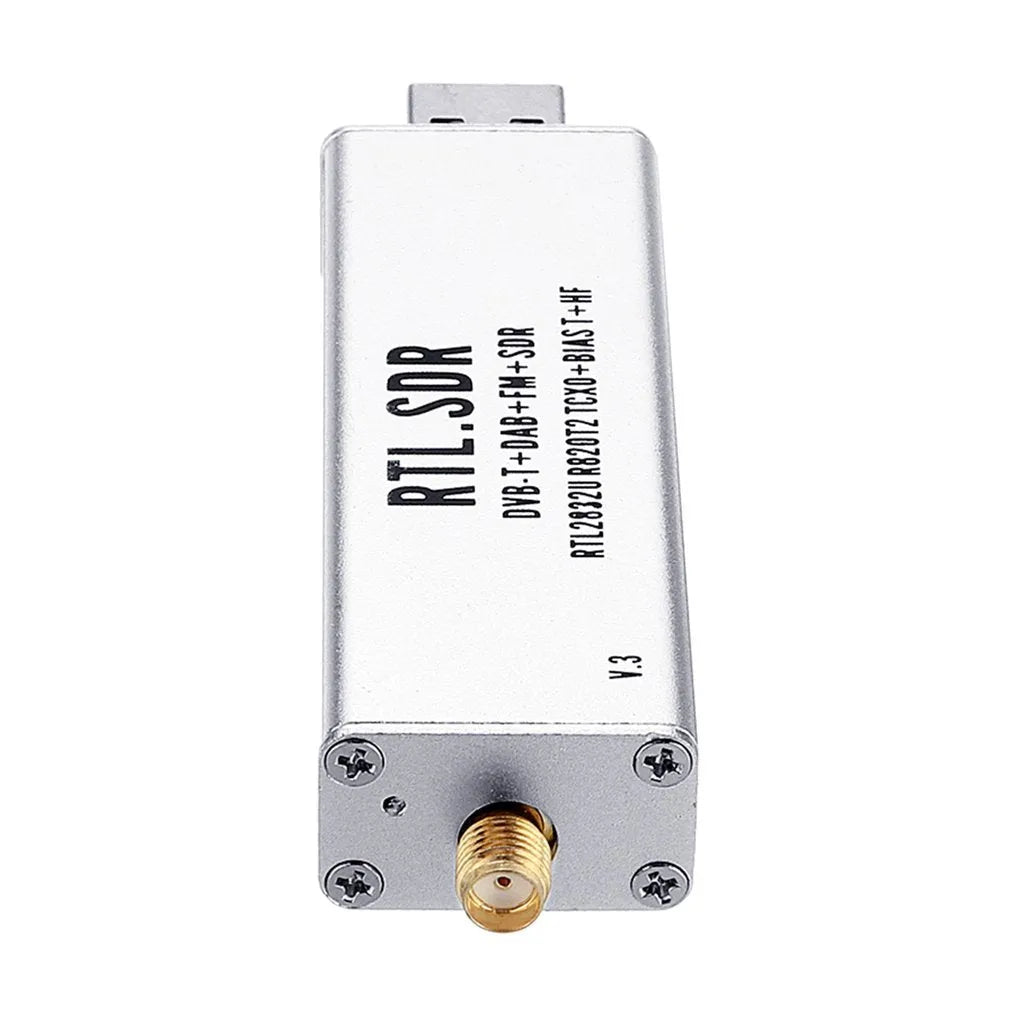Black metal A300U all-band software receiver with golden SMA connector for aviation ADS-B and radio monitoring
