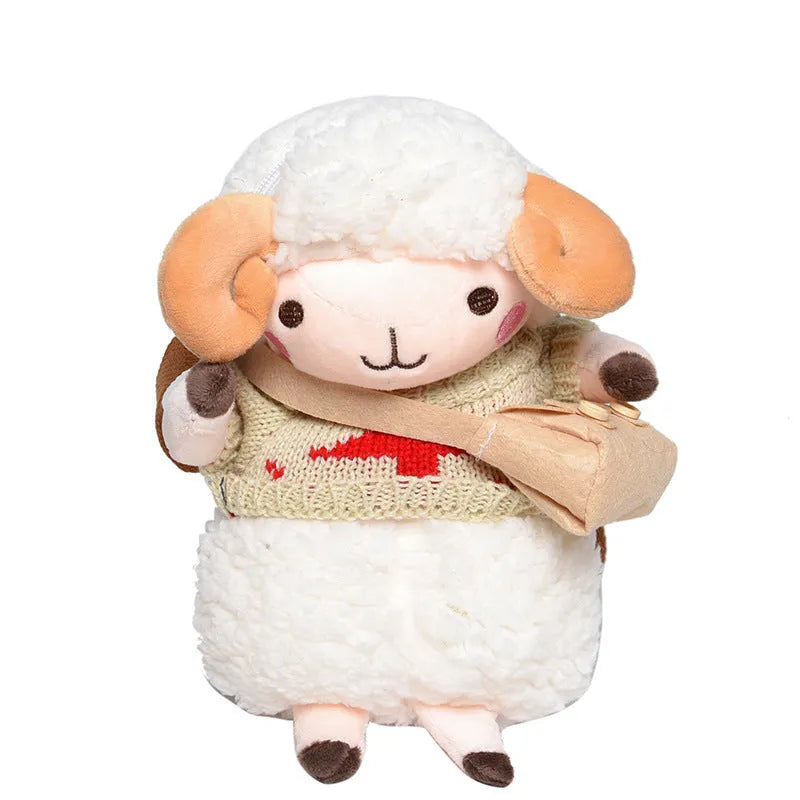 Little Sheep women's plush crossbody messenger bag with lamb pattern and zipper pocket