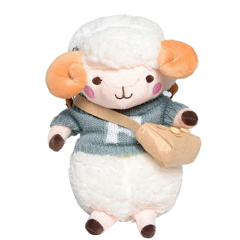 Little Sheep women's plush crossbody messenger bag with lamb pattern and zipper pocket