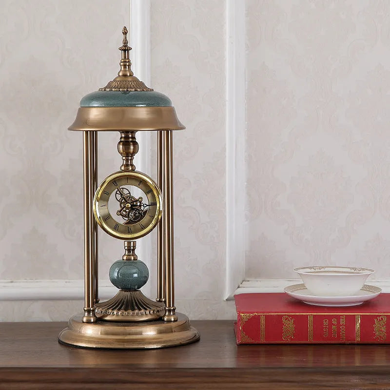 Nordic rectangular pendulum clock ornament with metal frame and pointer display