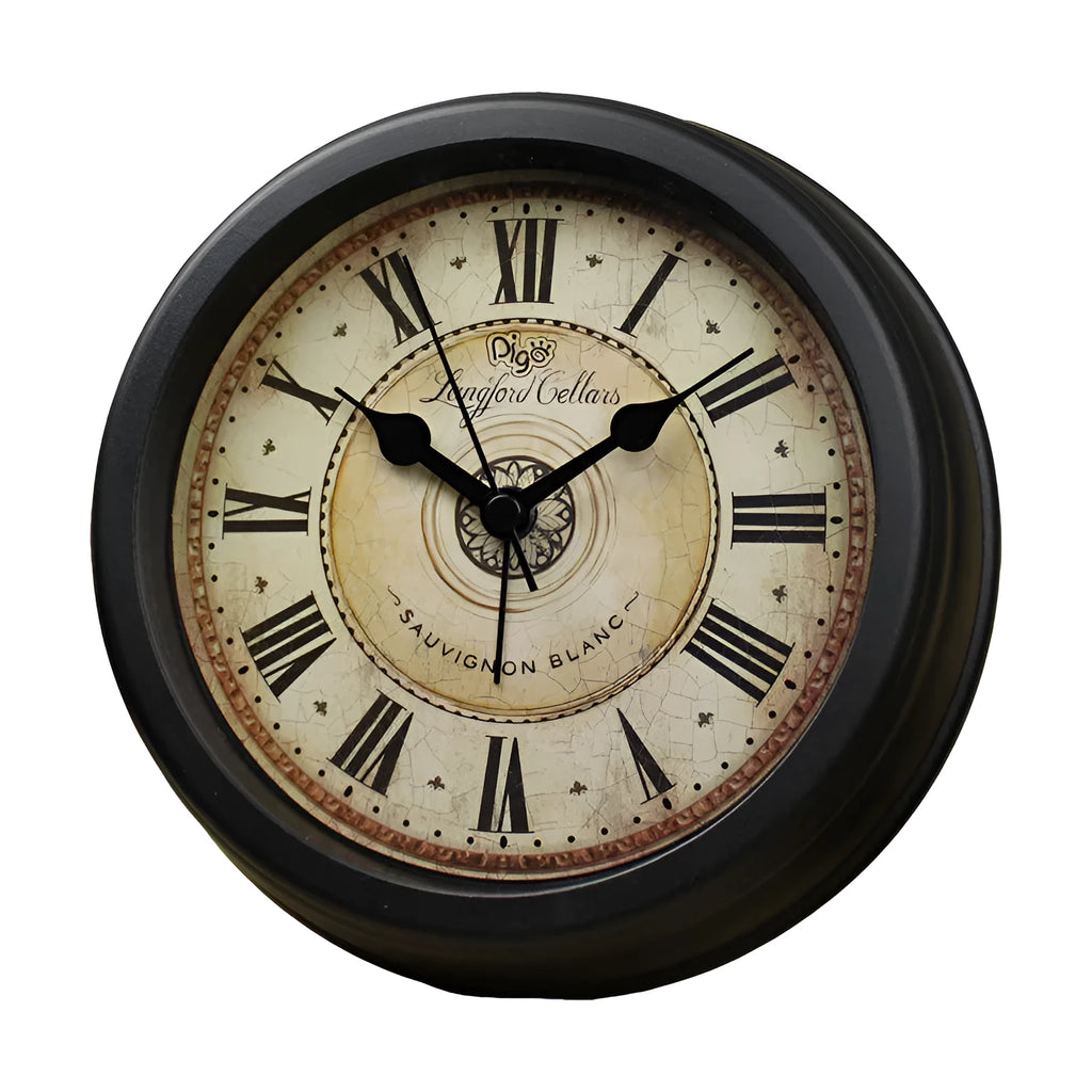 European retro style desk alarm clock with round dial and silent sweep movement