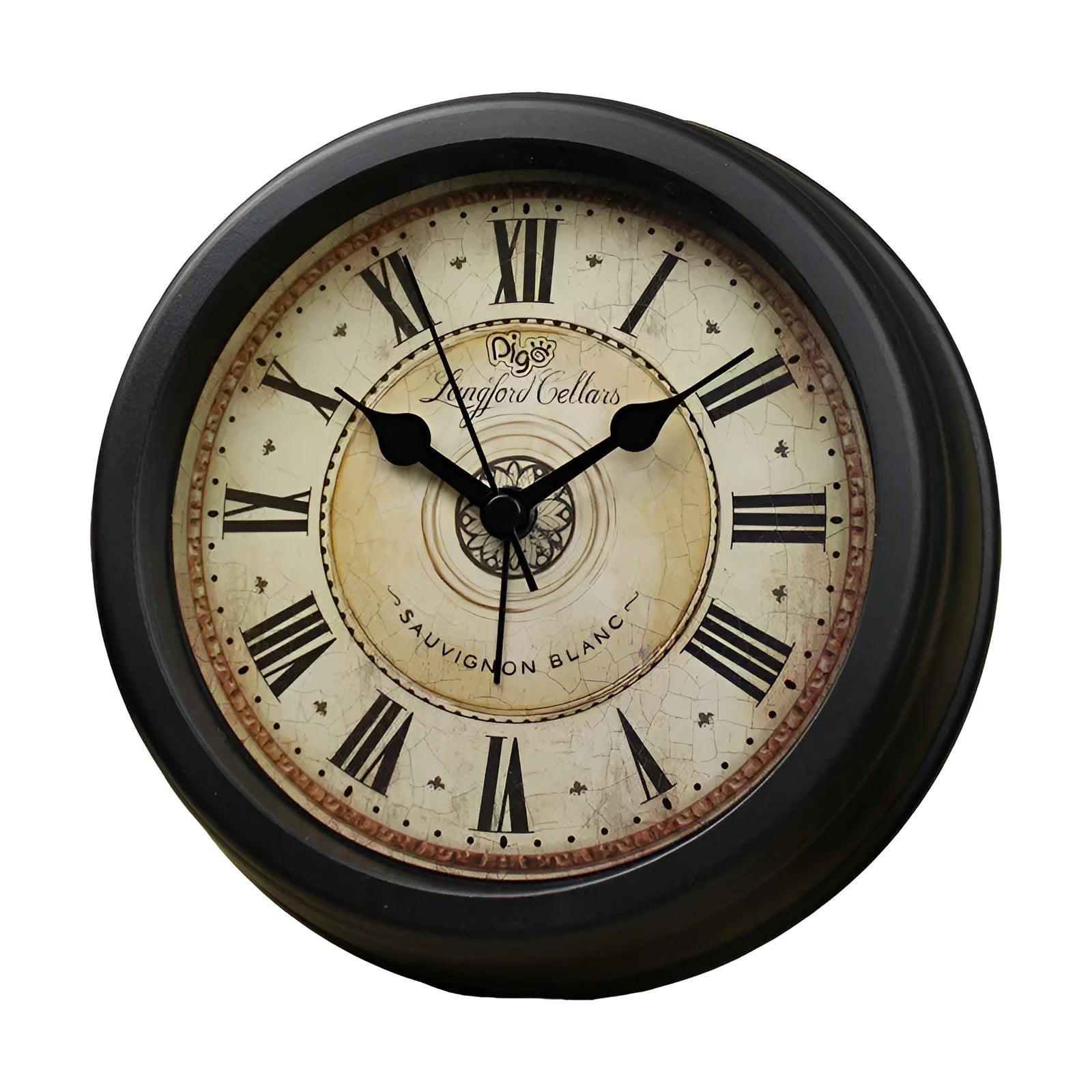 European retro style desk alarm clock with round dial and silent sweep movement