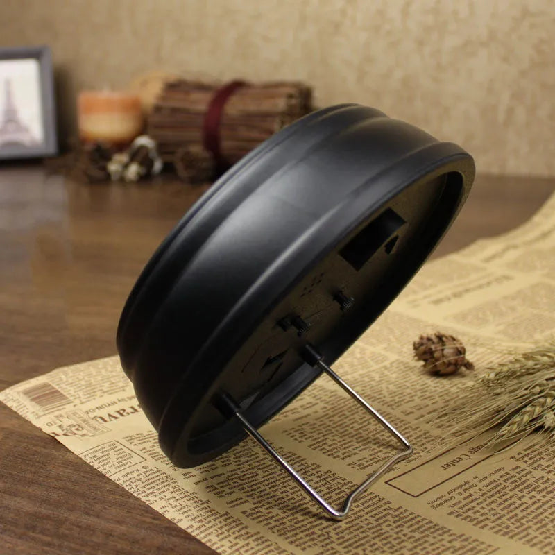 European retro style desk alarm clock with round dial and silent sweep movement