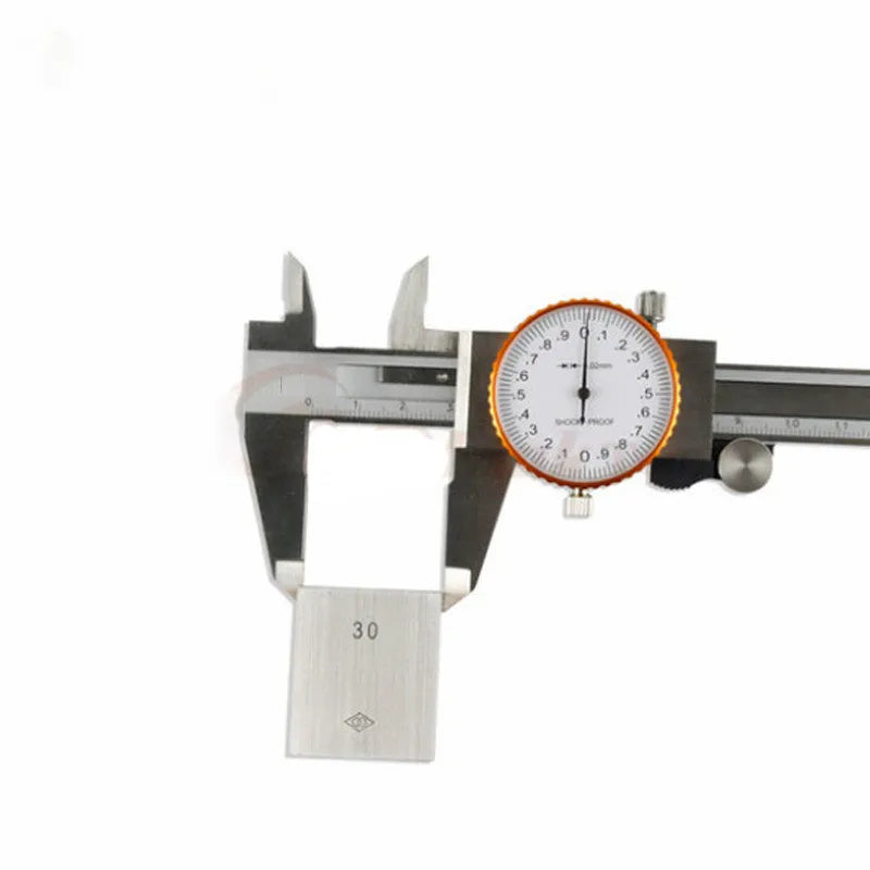 Plastic vernier caliper measuring tool showing 0-150mm range with black straightedge design