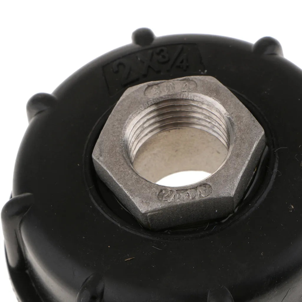 Black chemical barrel connector with 60cm thread inlet and stainless steel fittings for ton barrels