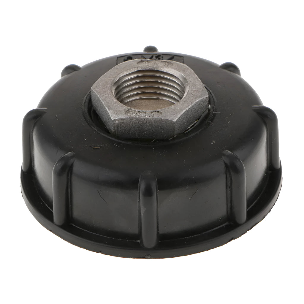 Black chemical barrel connector with 60cm thread inlet and stainless steel fittings for ton barrels