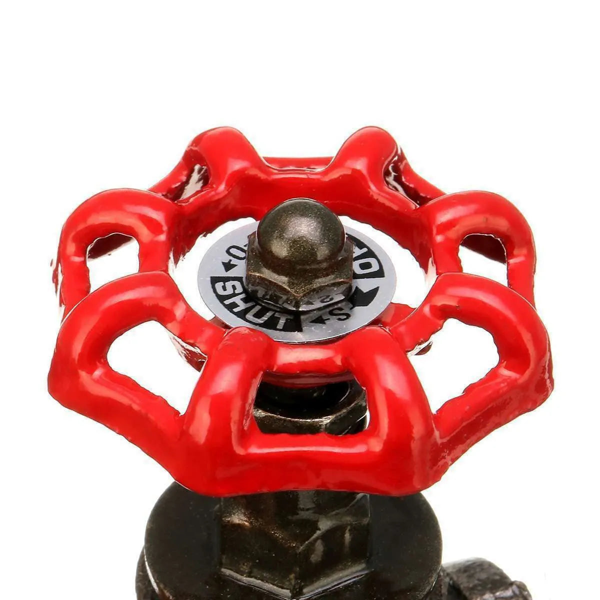 Steampunk 3/4 inch red industrial switch tee with gray copper finish and threaded connections
